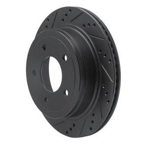 Ford Econoline Brake Rotor (1) - Rear Left - R1 Concepts - Drilled & Slotted - Black - `04-`06